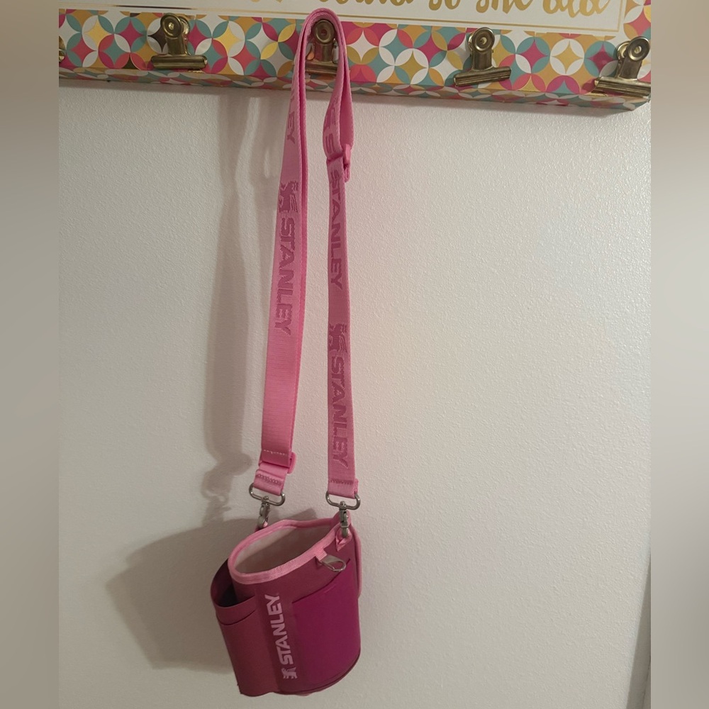 Stanley Hot Pink Bottle Carrier with Branded Strap